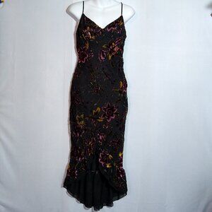 Betsey Johnson Black and Purple Floral High Low Dress